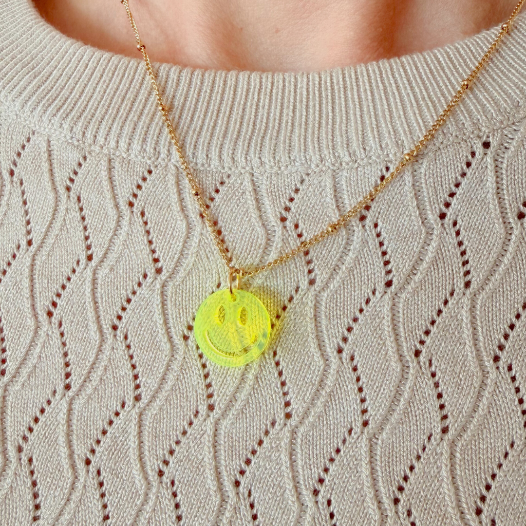 Halskette Lume Charms | Smile Neongelb, Gold
