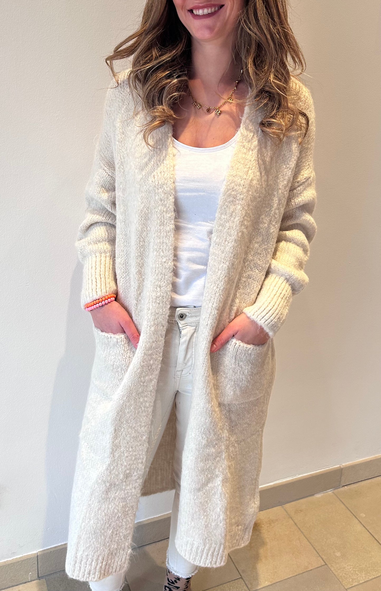 Lange Strickjacke Love & Peace