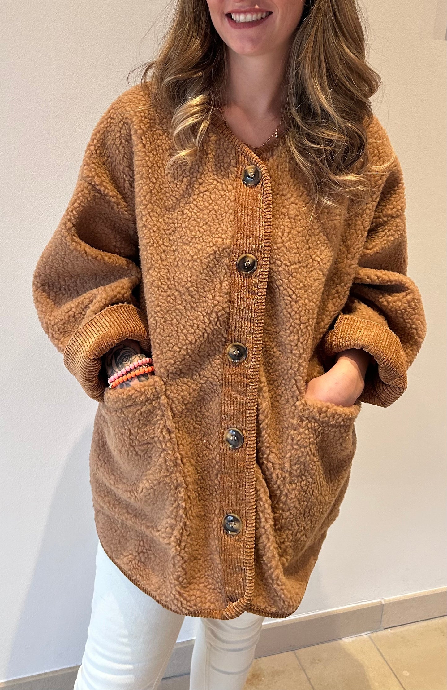 Teddy Jacke Beige