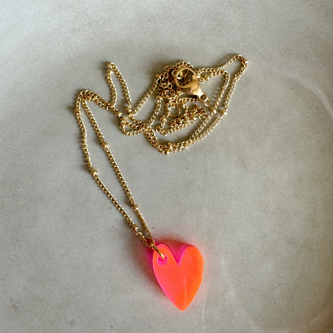 Kette Lume Charms | Herz Neon Pink Gold
