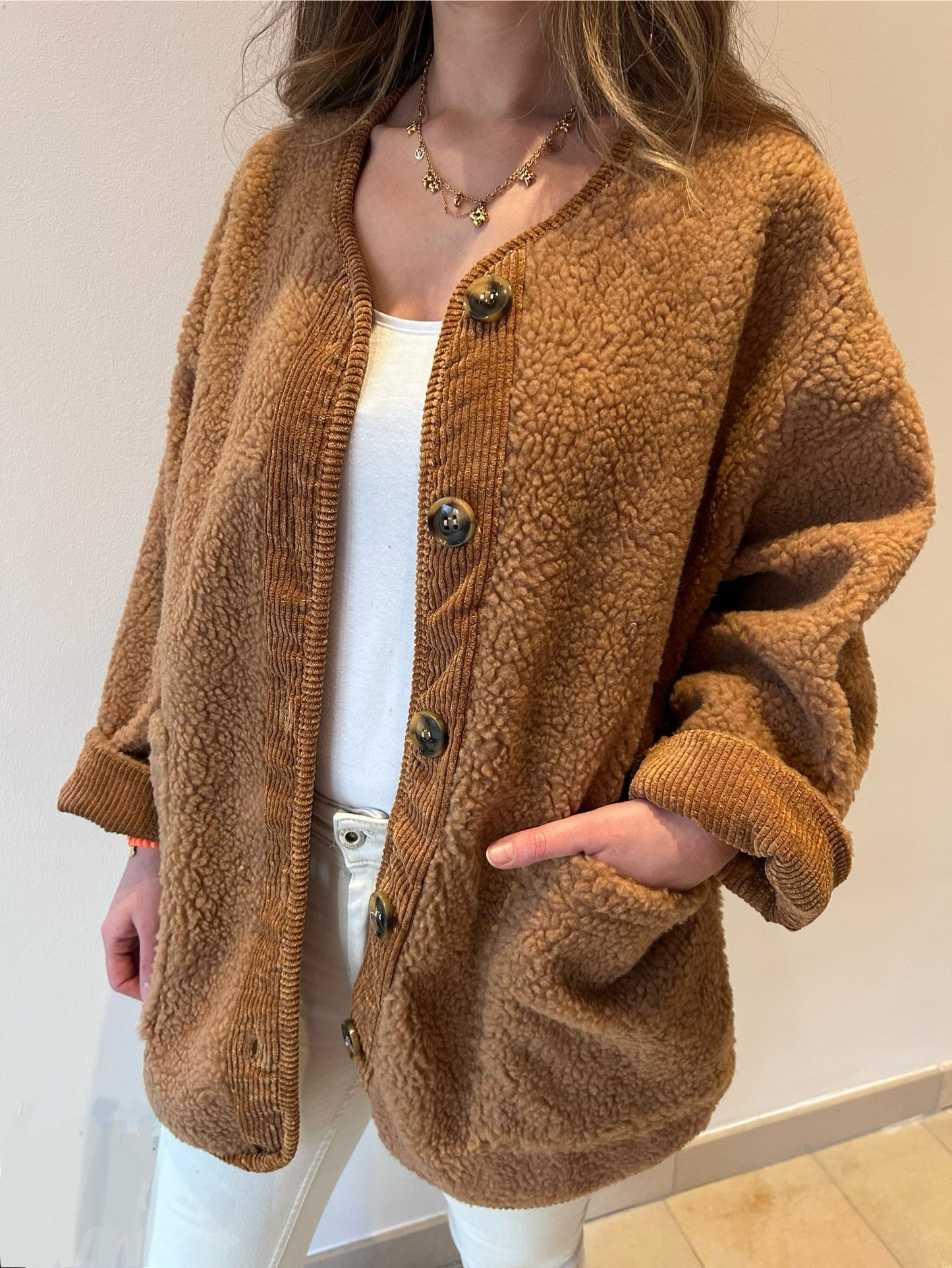 Teddy Jacke Beige