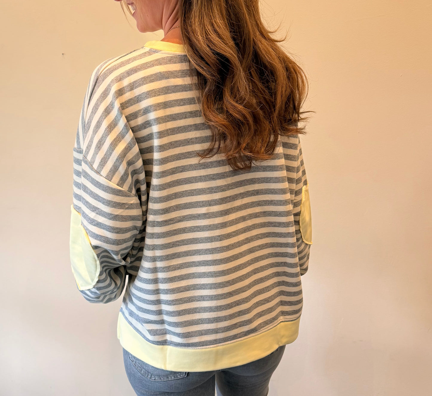 Cozy Heart Stripes Sweatshirt Grau/Gelb