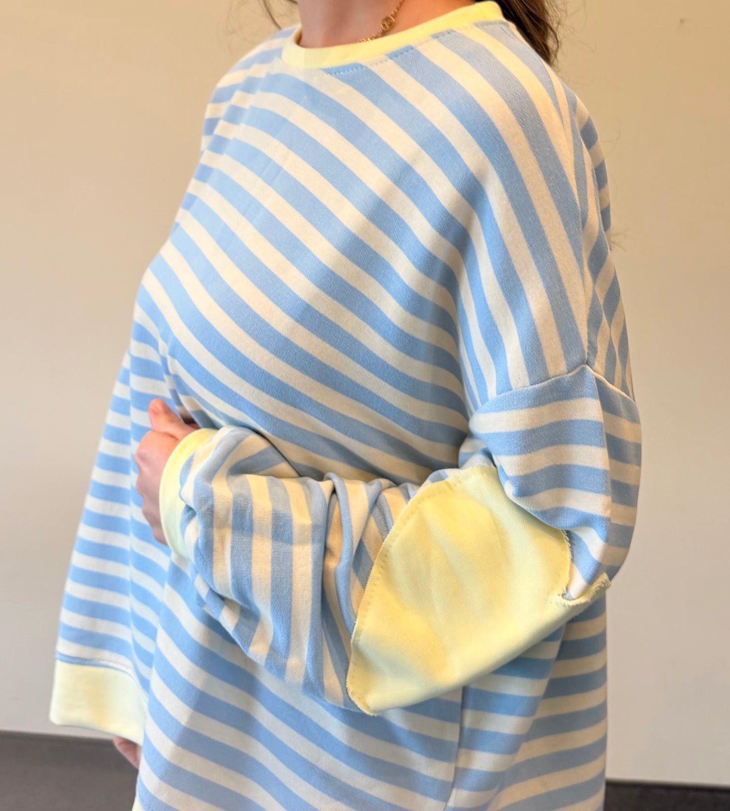 Cozy Heart Stripes Sweatshirt Blau/Gelb