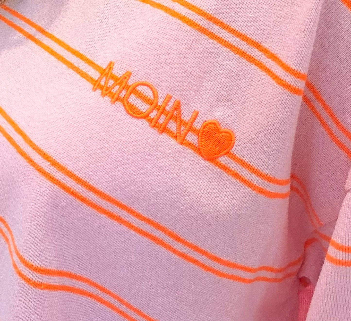 Streifenshirt Moin <3 Rosa/Orange
