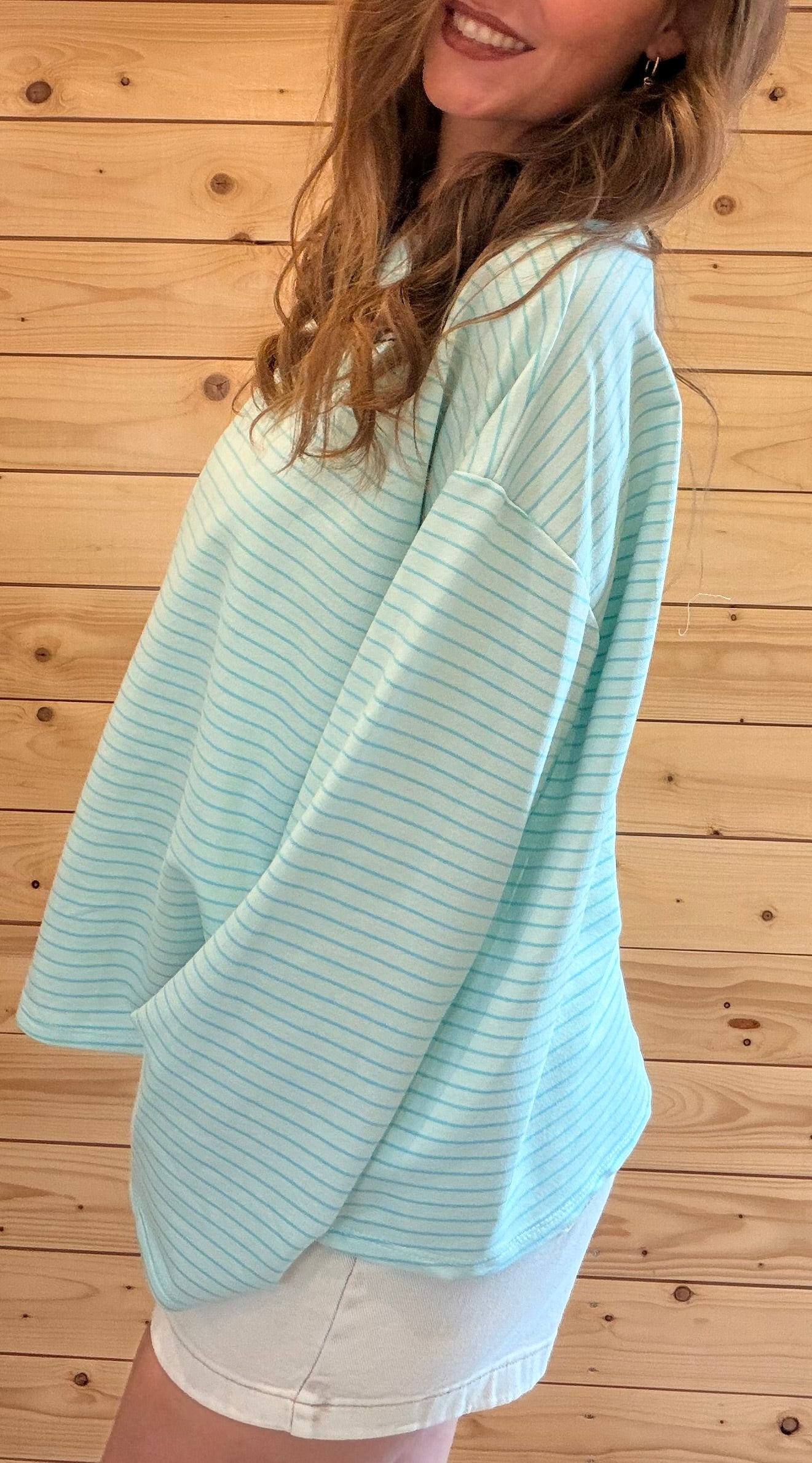 Happy Stripes Sweater Blau