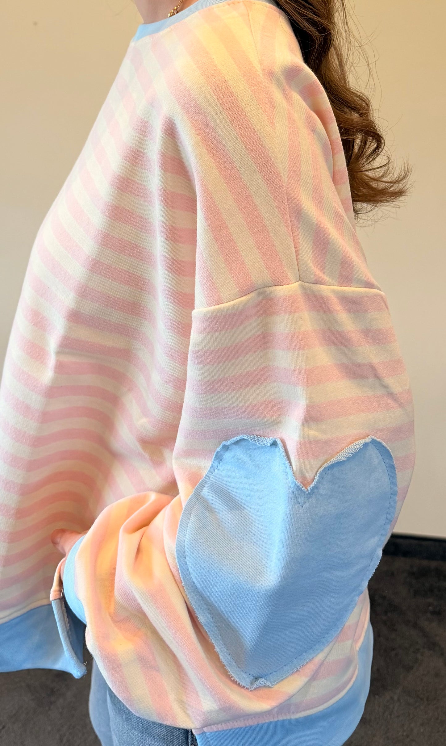 Cozy Heart Stripes Sweatshirt Rosa/Blau