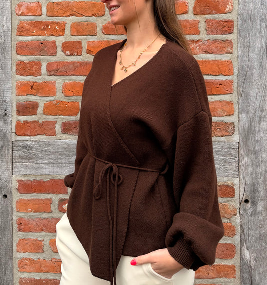 Wrap me Cozy Cardigan Braun