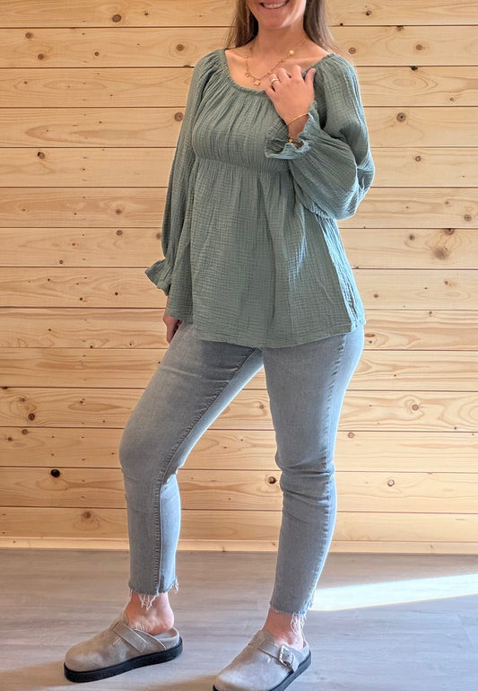 Musselin Dream Bluse Grün