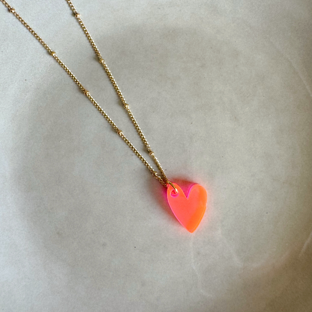 Kette Lume Charms | Herz Neon Pink Gold