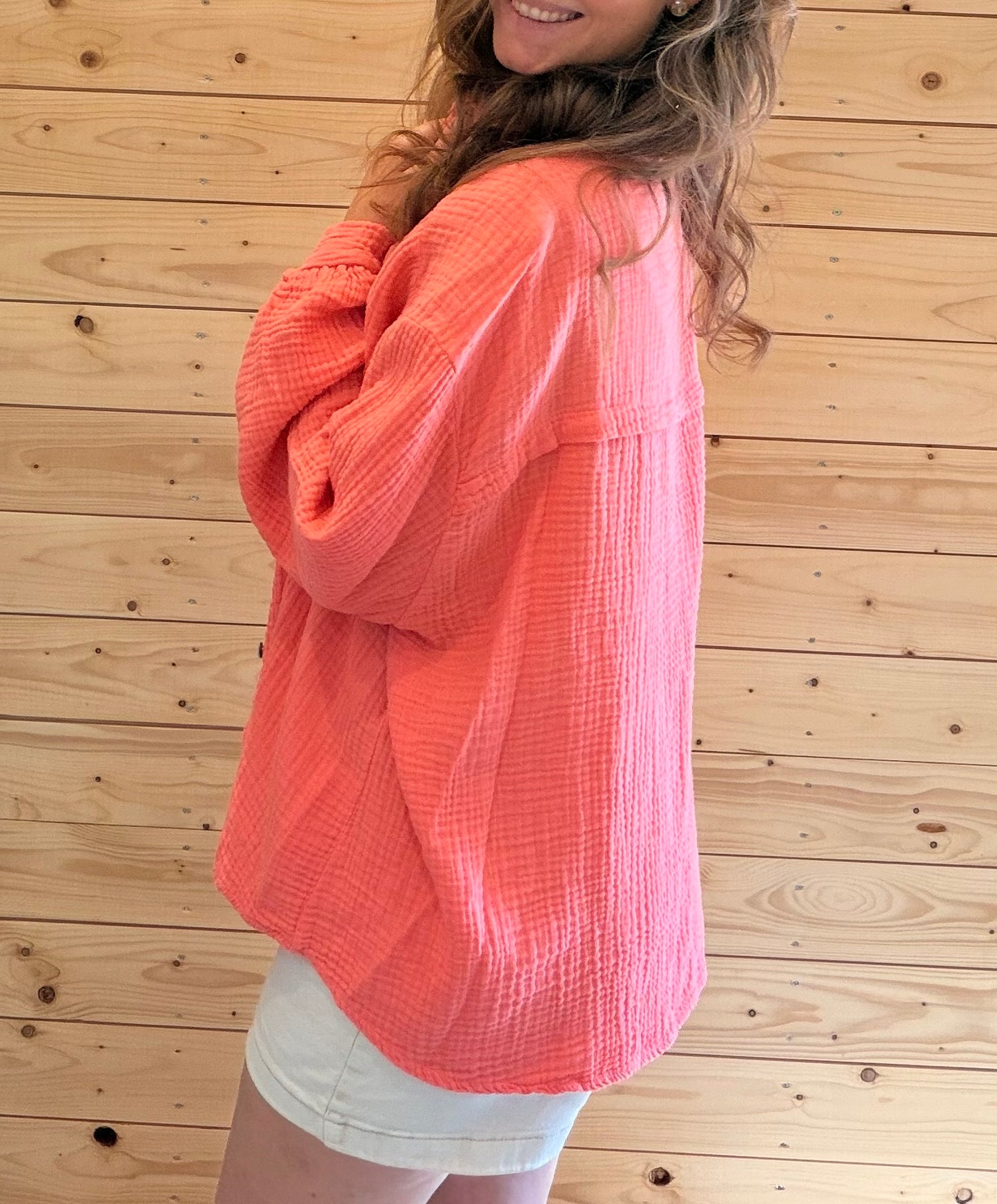 Musselin-Hemdbluse Korall