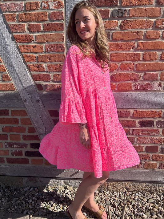 Musselin Kleid Pink Leo