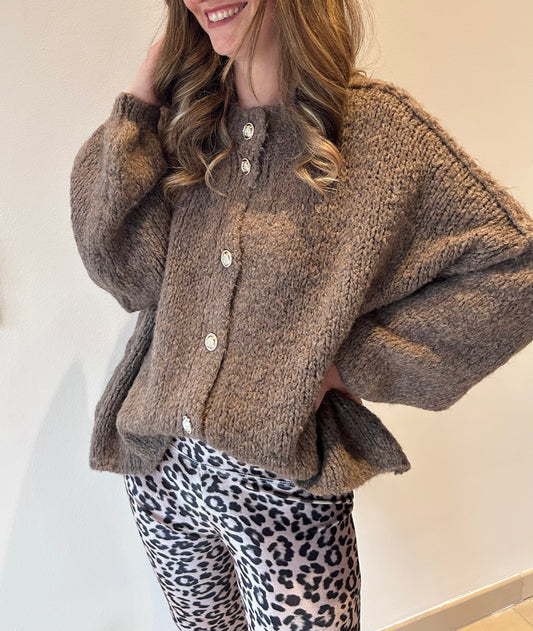 Strickjacke Braun kurz