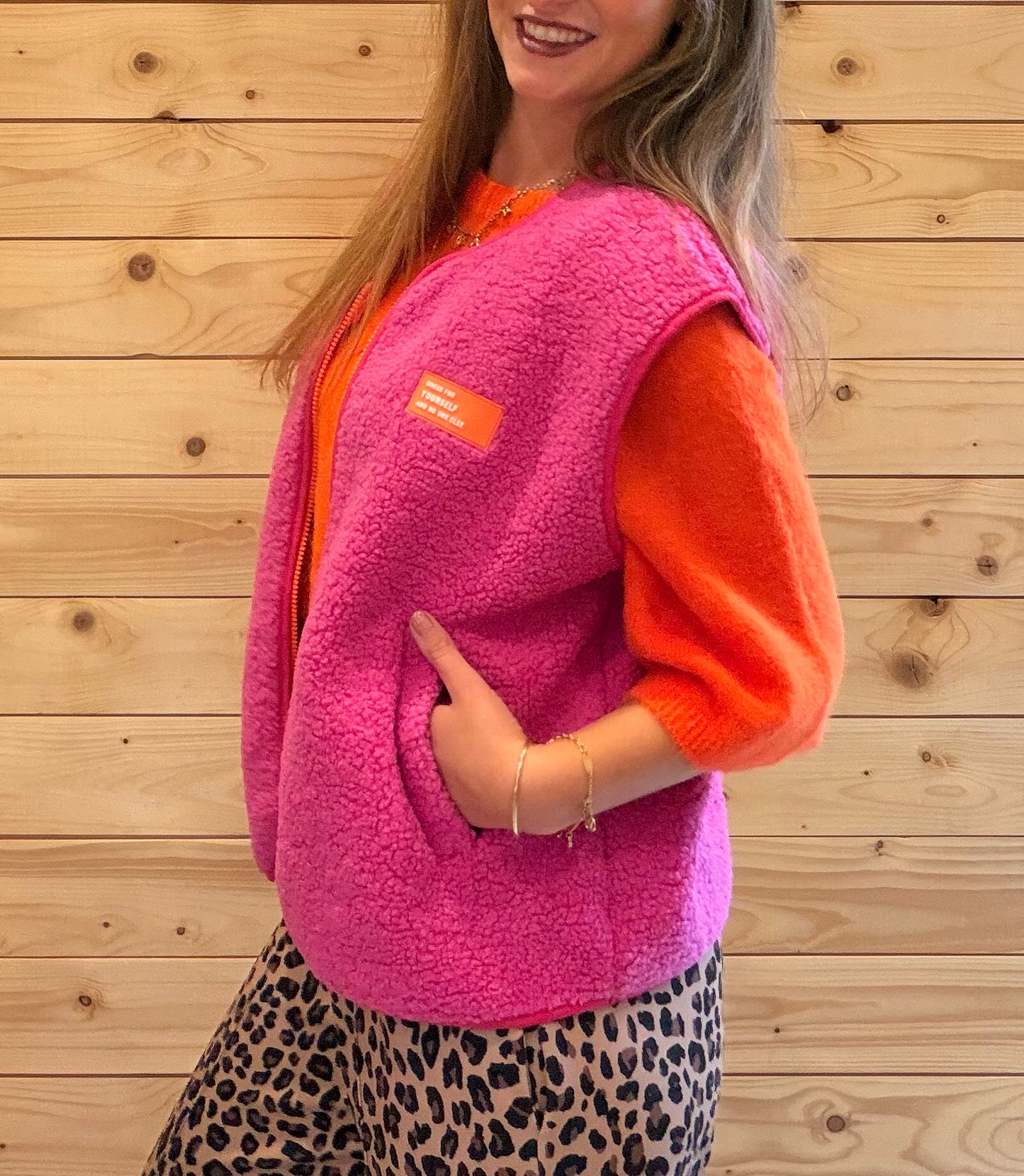 Teddy-Weste Juna Pink