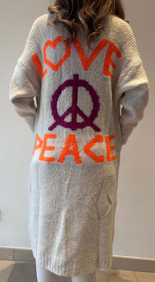 Lange Strickjacke Love & Peace