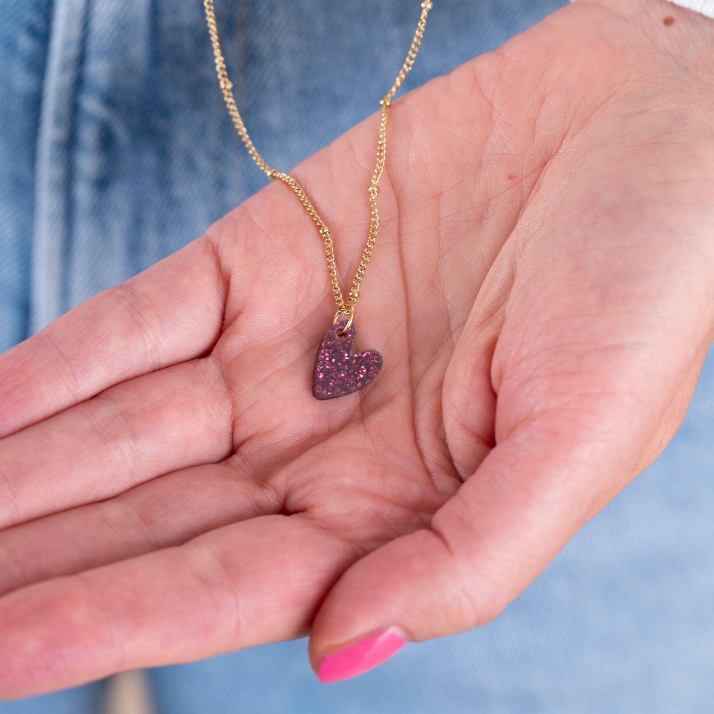 Kette Lume Charms Glitzer | Herz - Wein