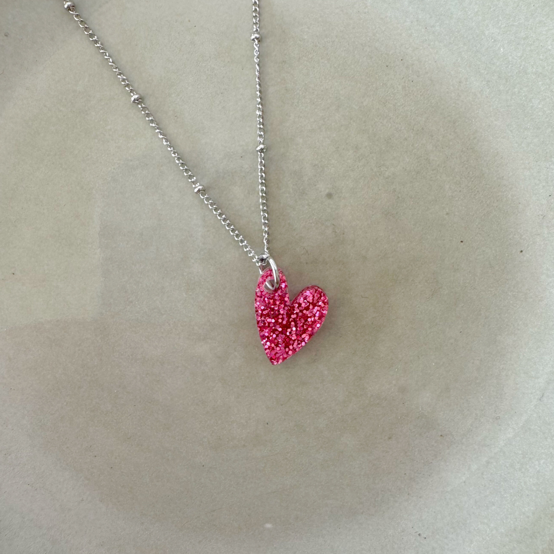 Kette Lume Charms Glitzer | Herz - Magenta