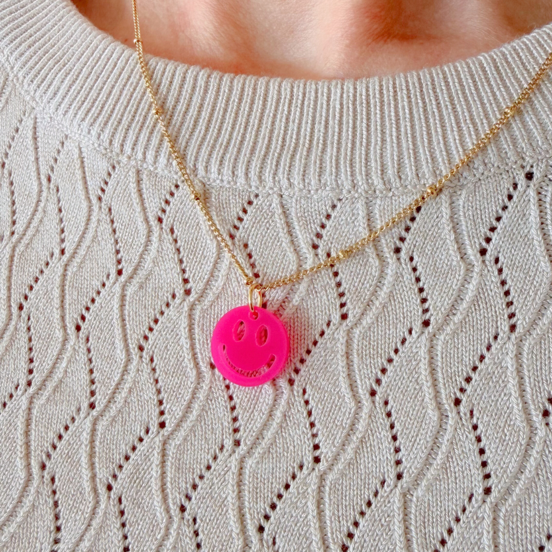 Kette Lume Charms | Smile Fuchsia Gold