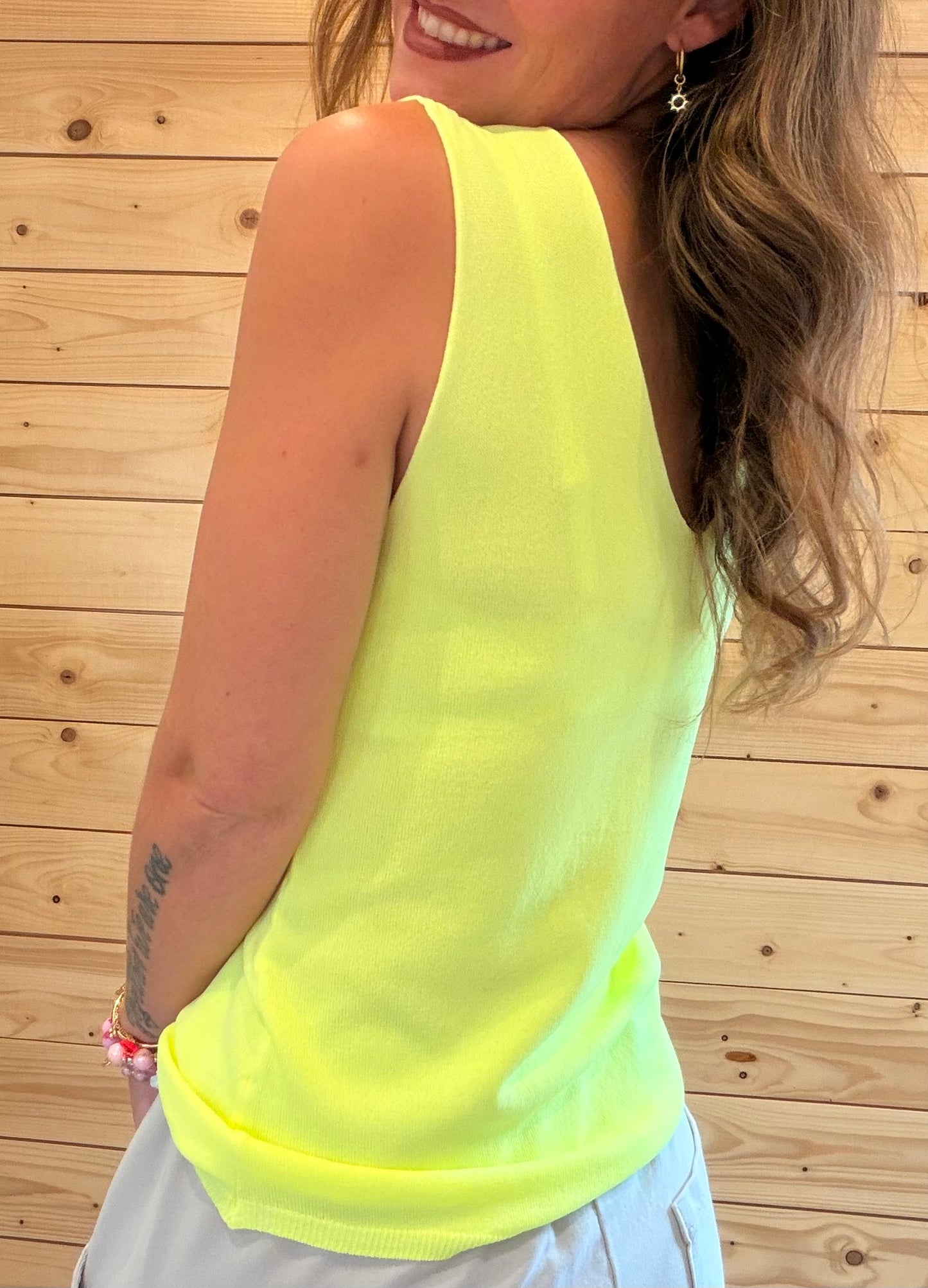 Feinstrick Top neon Gelb