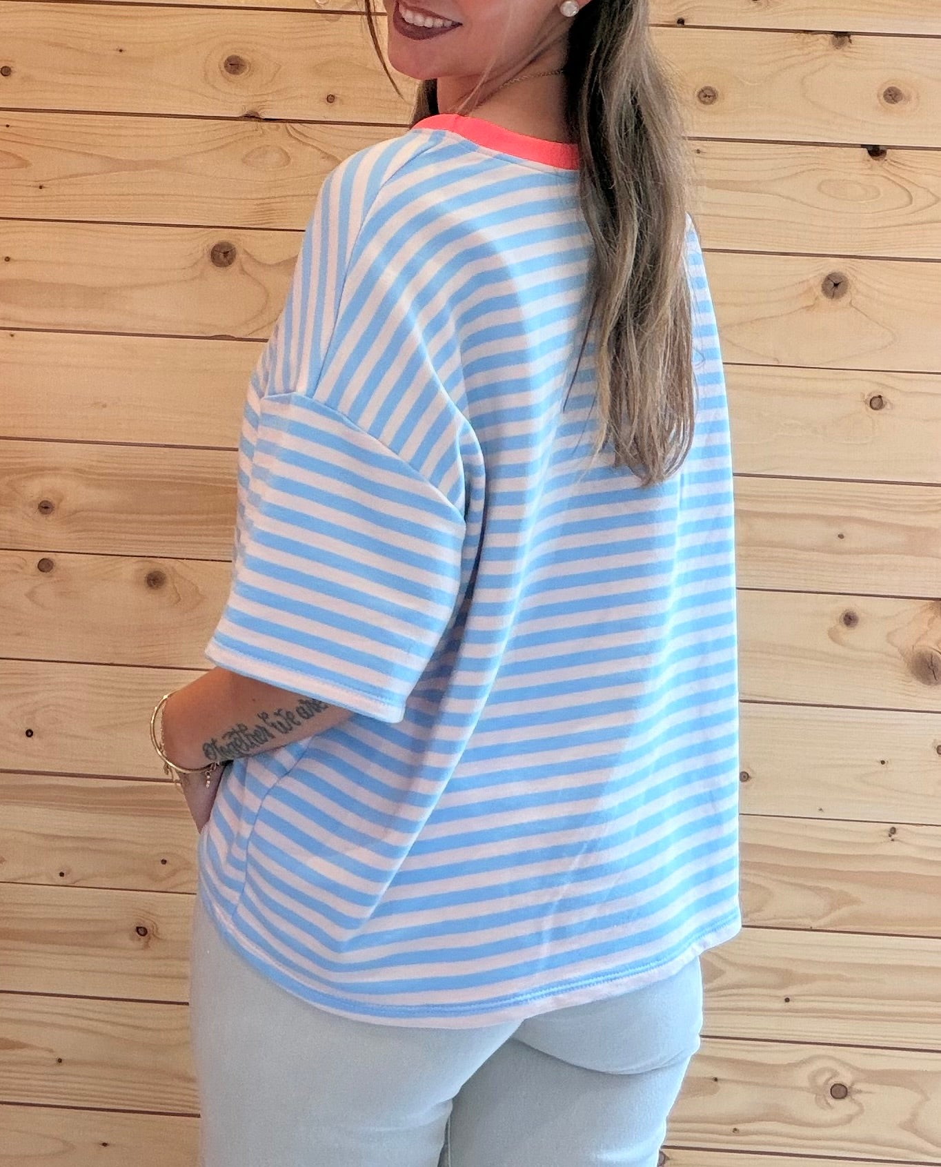 T-Shirt Sweetheart Blau/Rosa