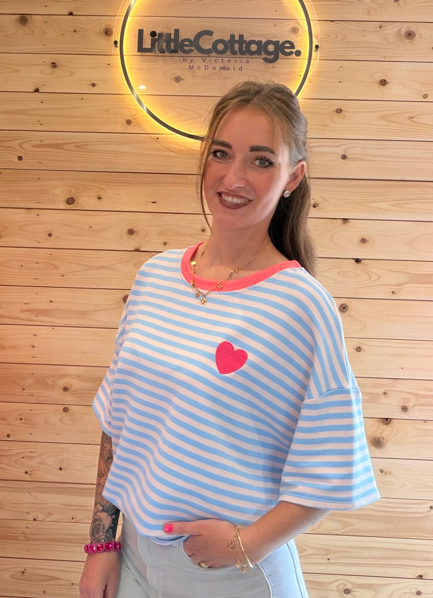 T-Shirt Sweetheart Blau/Rosa