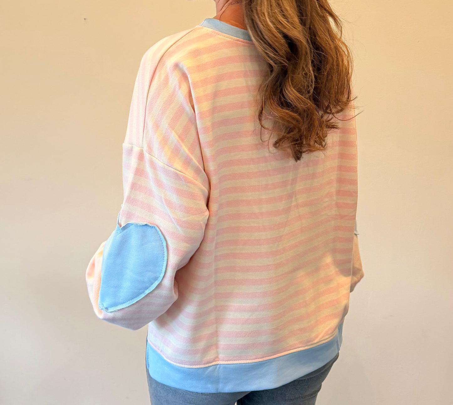 Cozy Heart Stripes Sweatshirt Rosa/Blau