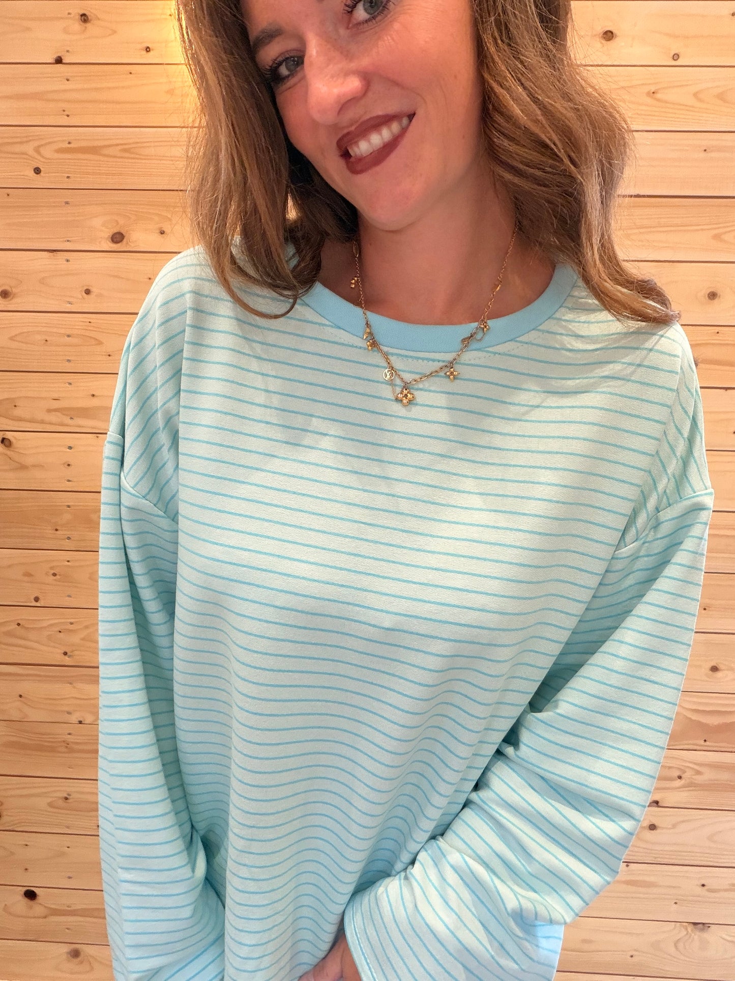 Happy Stripes Sweater Blau