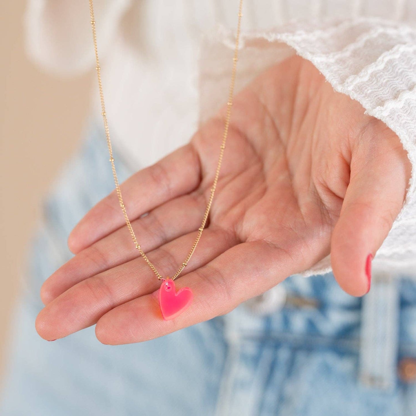 Kette Lume Charms | Herz Neon Pink Gold
