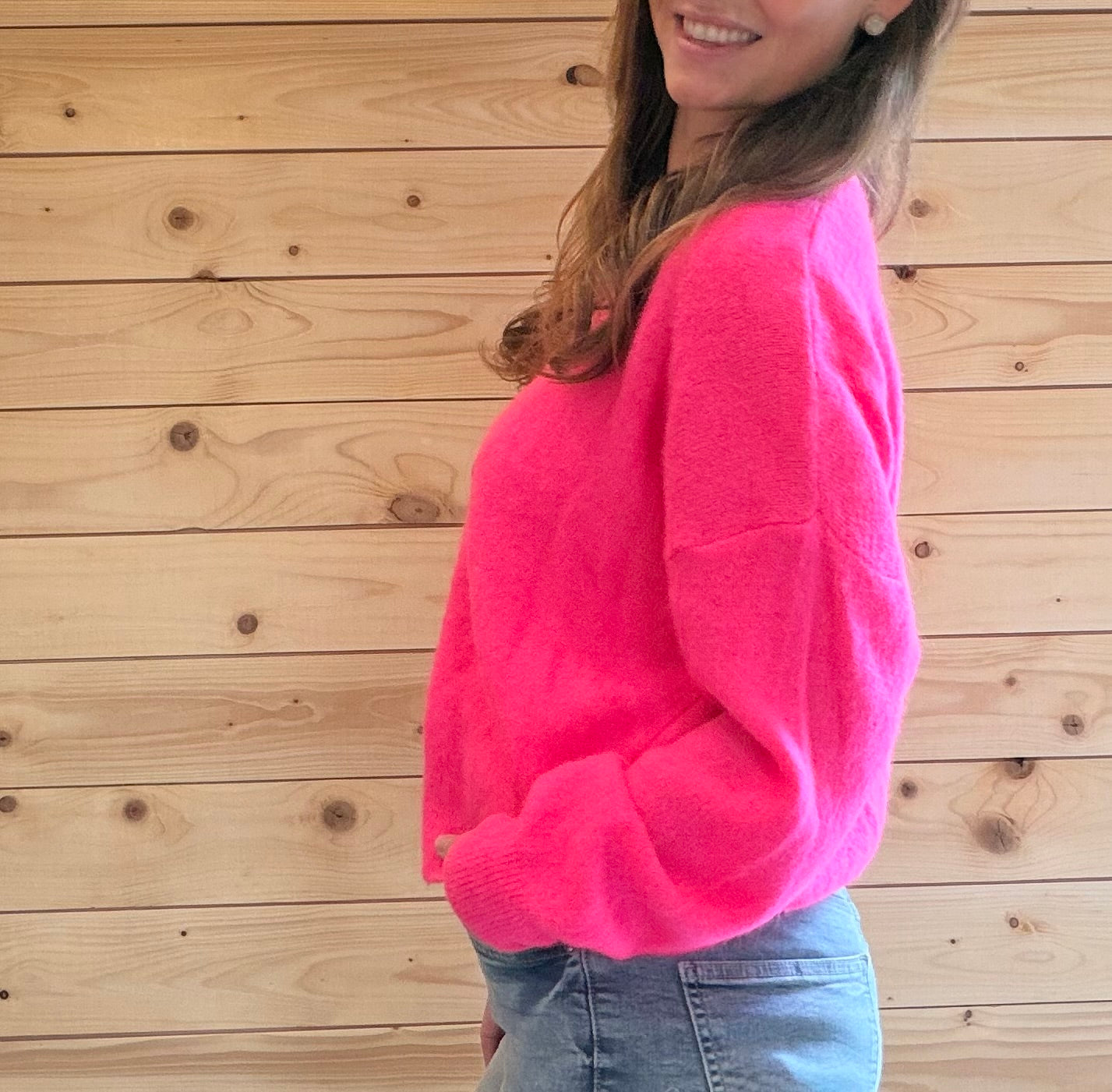 Strickjacke Happy Glow neon Pink