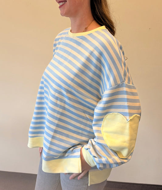 Cozy Heart Stripes Sweatshirt Blau/Gelb