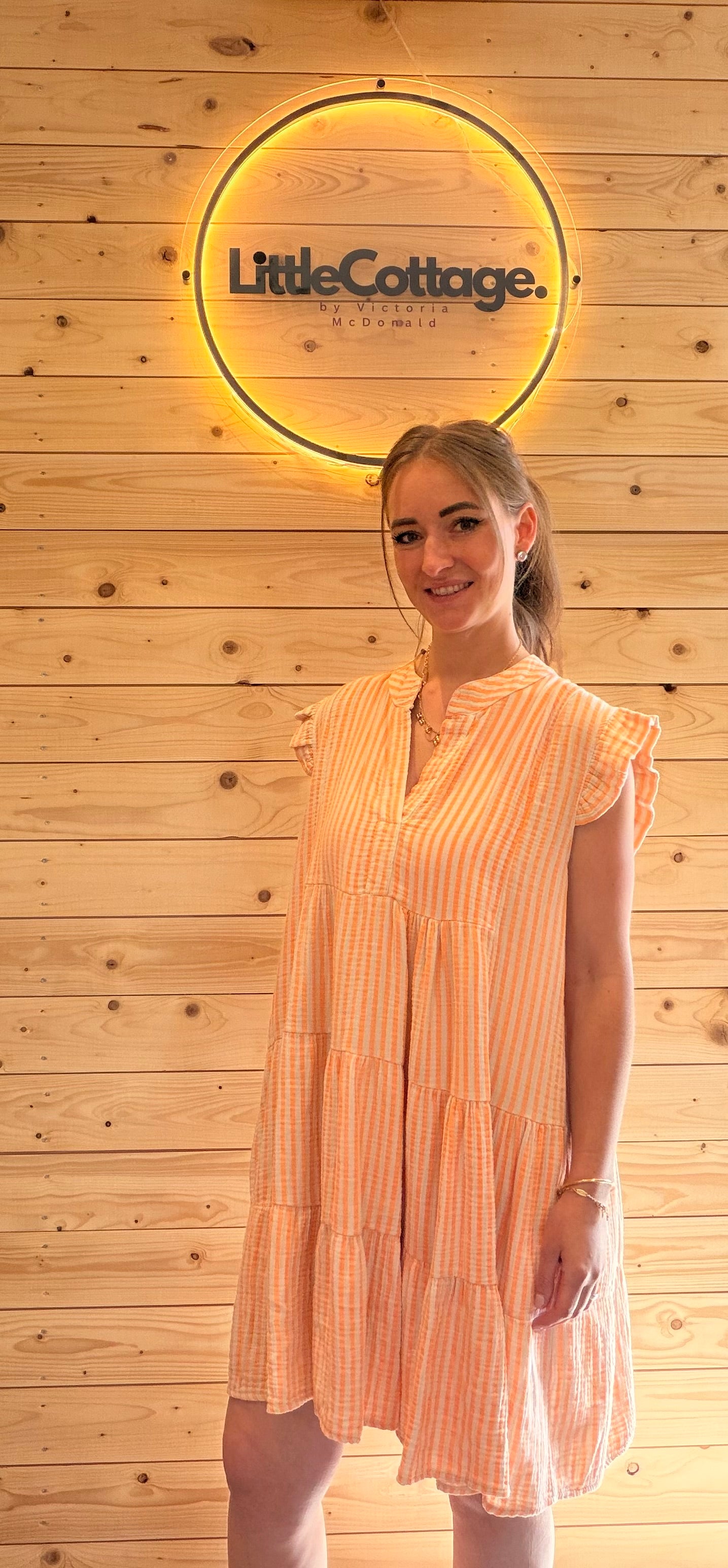 Stripes Dress Orange/Beige – Bella Fit