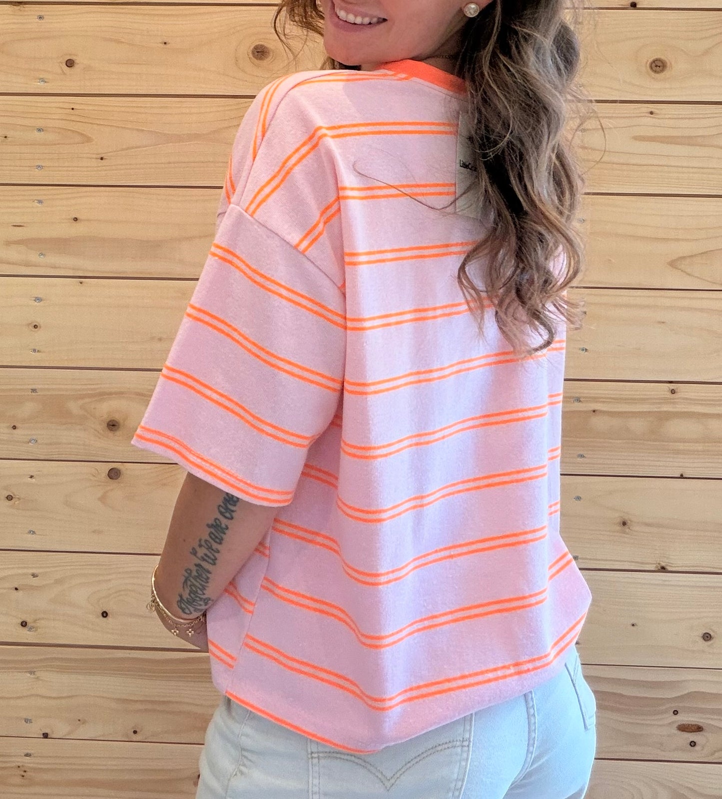 Streifenshirt Moin <3 Rosa/Orange