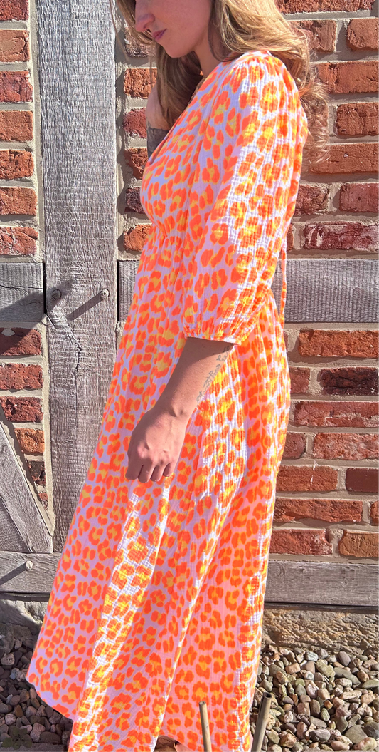 Musselin Kleid Leo Orange