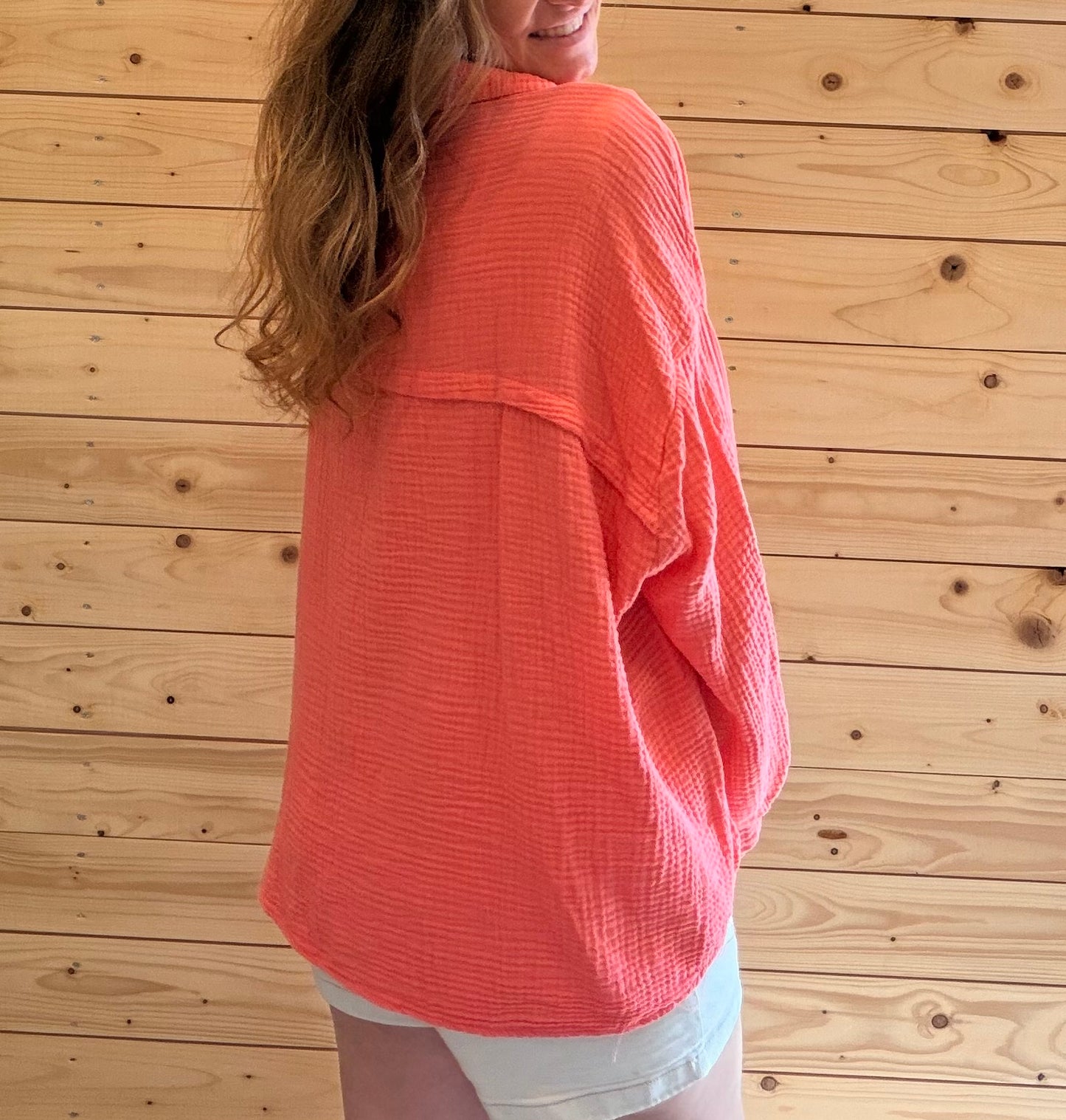 Musselin-Hemdbluse Korall
