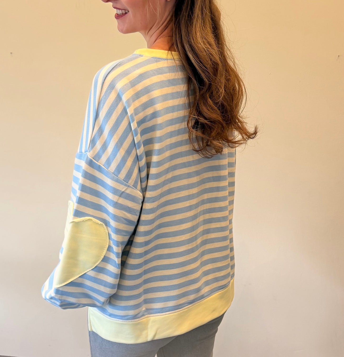Cozy Heart Stripes Sweatshirt Blau/Gelb