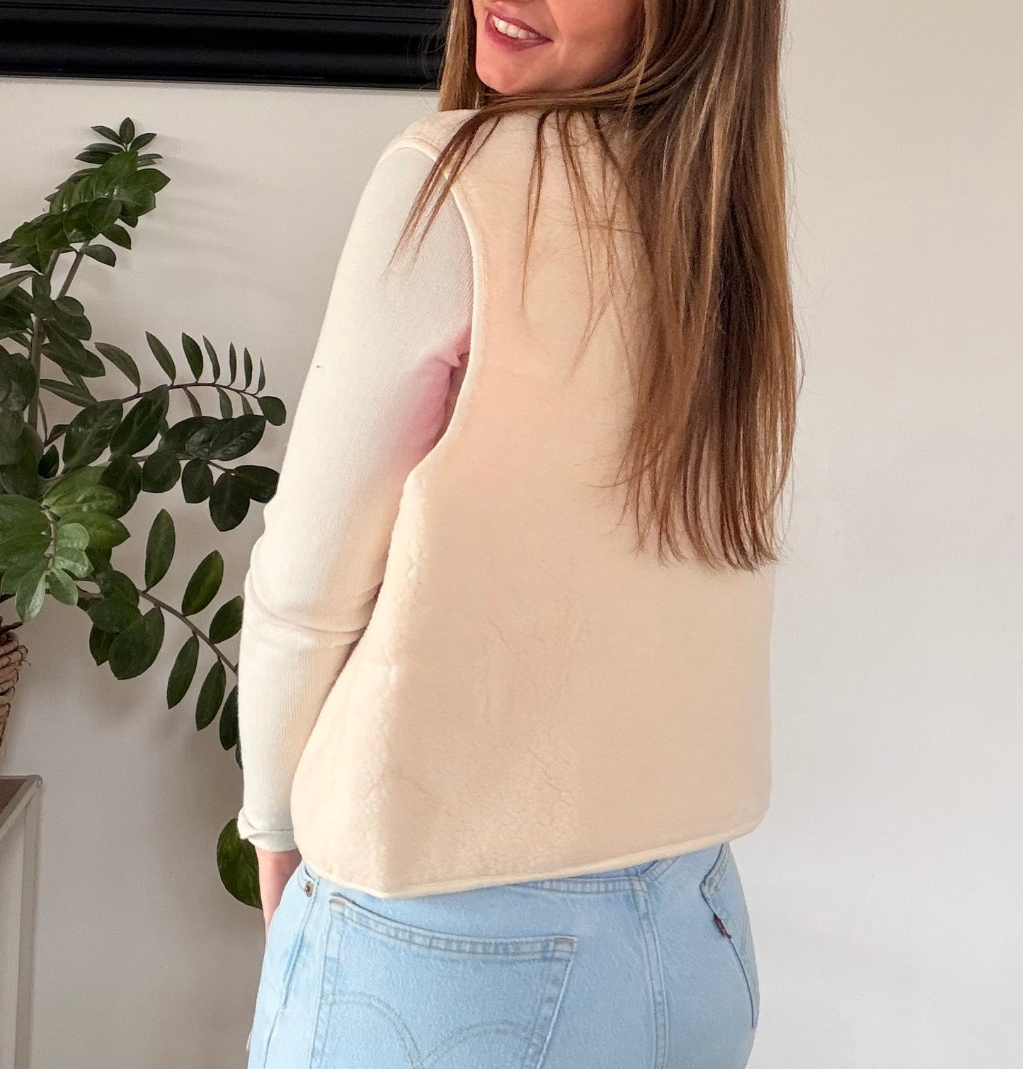 Beige Blossom Wende-Weste