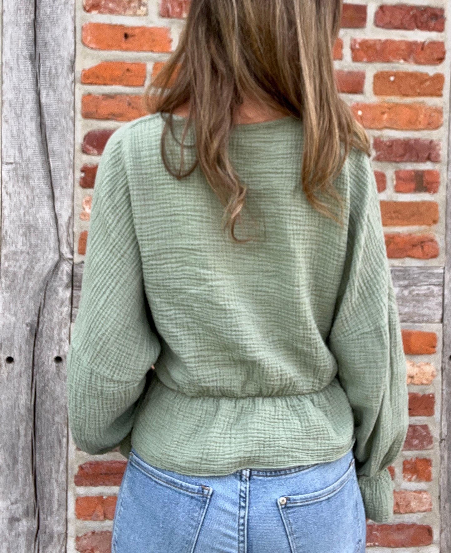 Musselin Bluse Luna Oliva