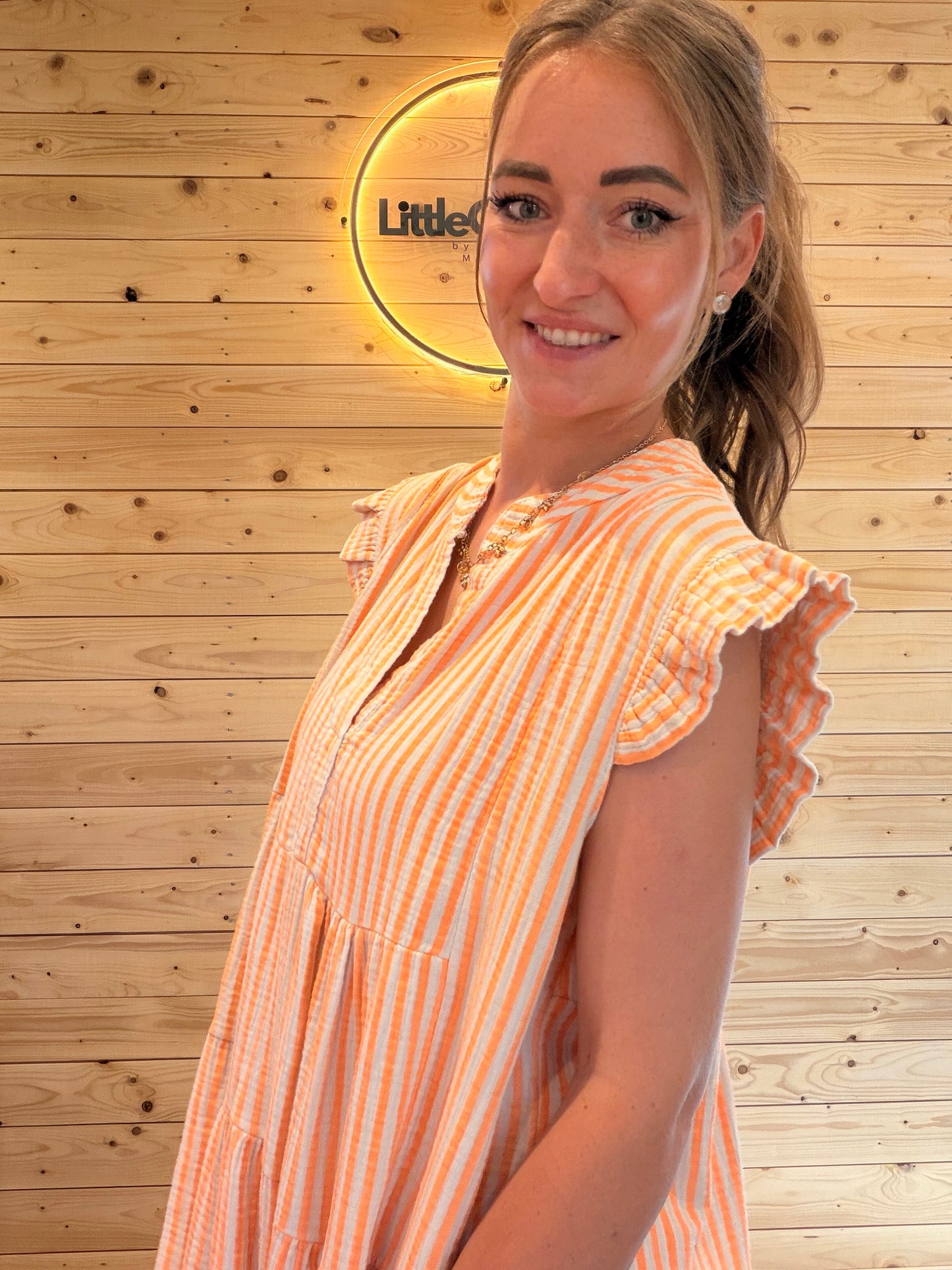 Stripes Dress Orange/Beige – Bella Fit