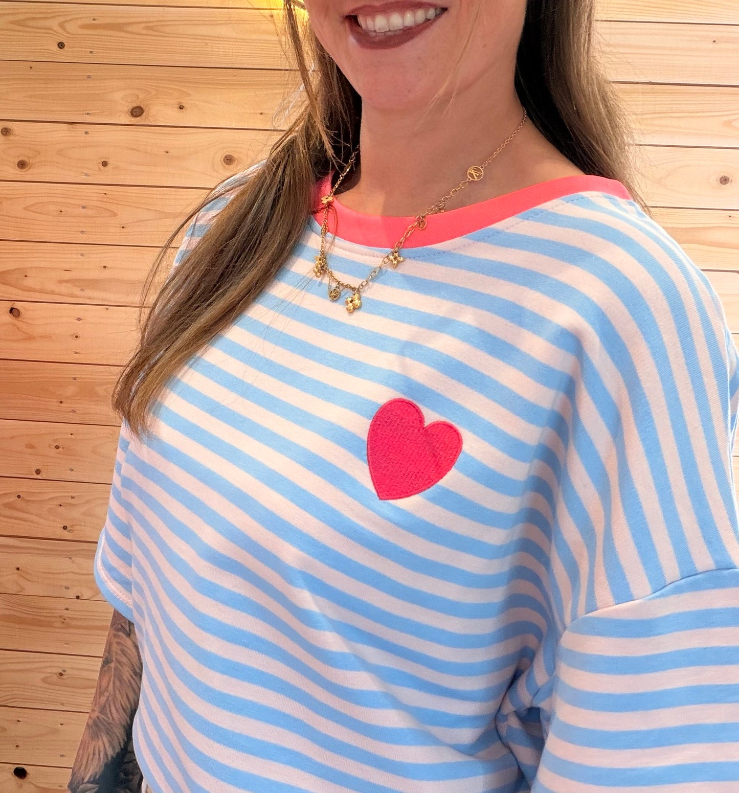 T-Shirt Sweetheart Blau/Rosa