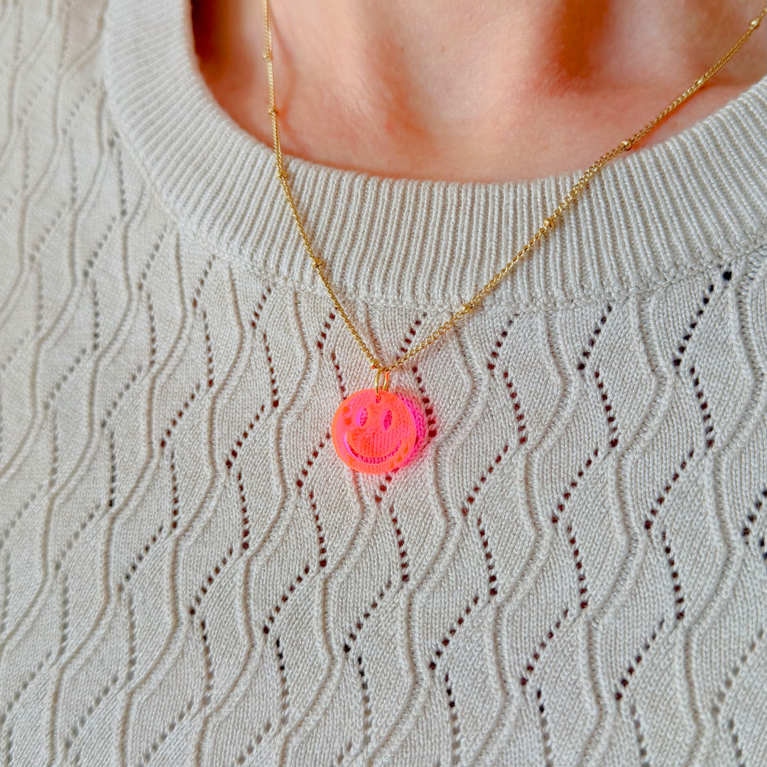 Halskette Lume Charms | Smile Neonpink Gold