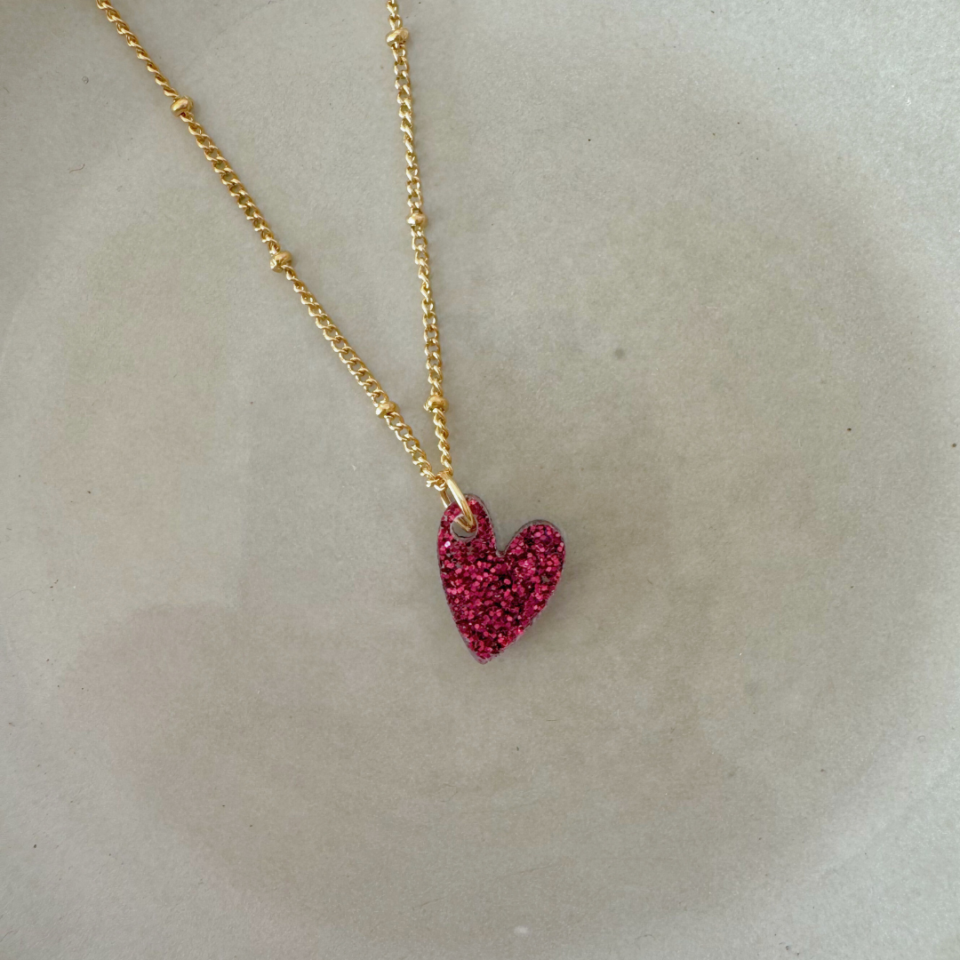 Kette Lume Charms Glitzer | Herz - Wein