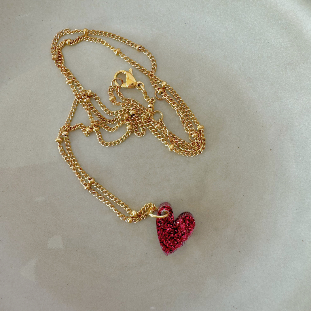 Kette Lume Charms Glitzer | Herz - Wein
